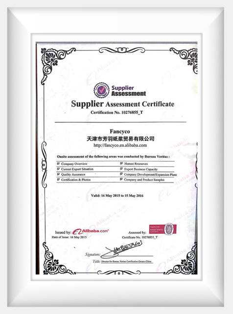 Supplier Assessment Certificate